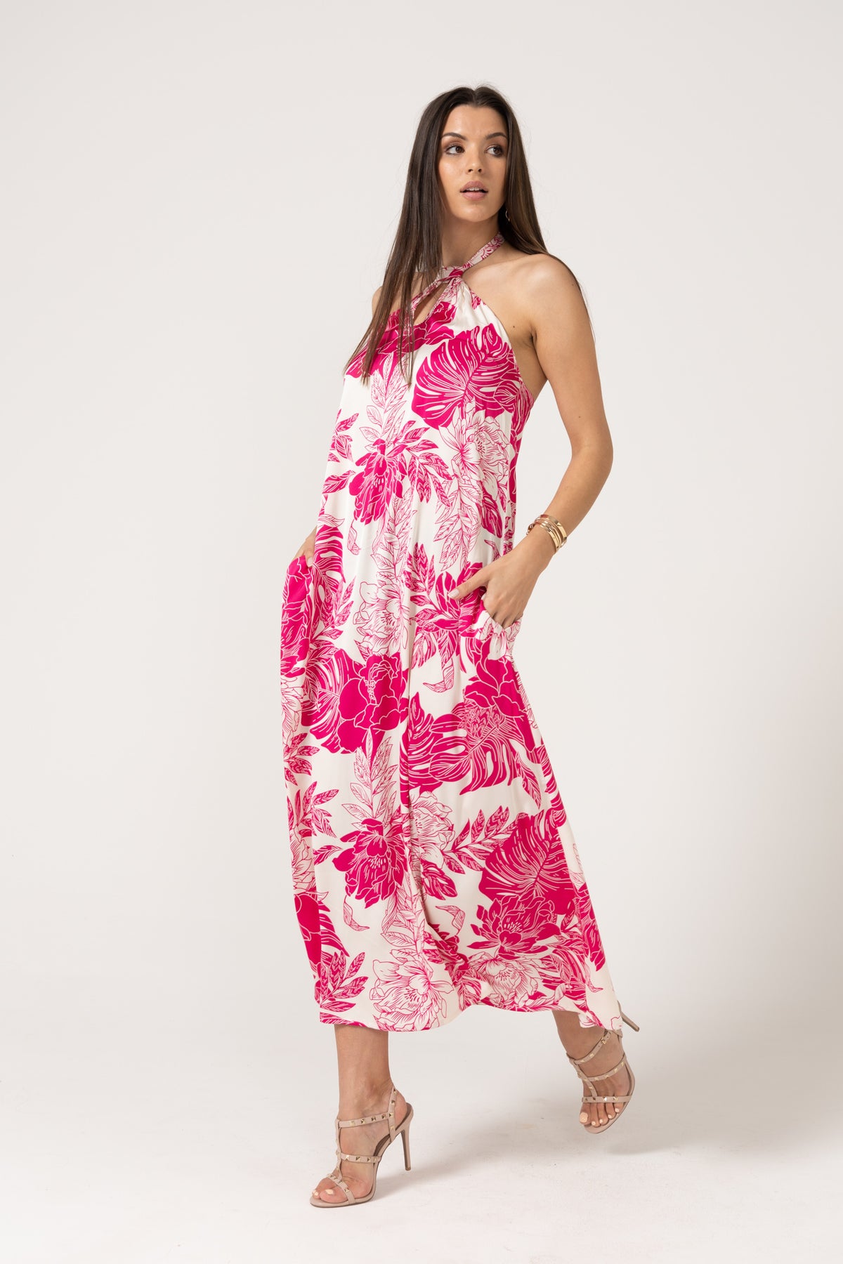 Anouk- Halter Neck Cami Dress (Pink)